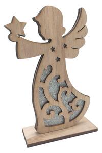 Anděl dřevěný s hvězdou stříbrný 15cm 2009352B