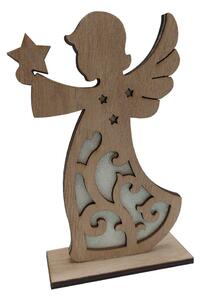 Anděl dřevěný s hvězdou bílý glitr 15cm 2009352A