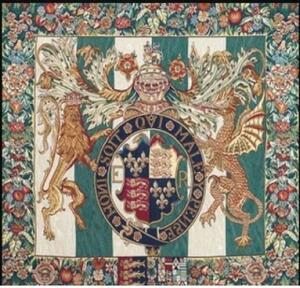 Vlámský gobelín tapiserie - Rodiny erb králů Skotska Stuartů