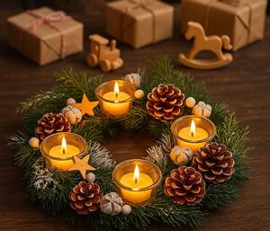 Adventní věnec s hvězdami 30cm 3001212C