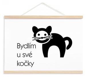 Plakát s nápisem Bydlím u své kočky