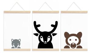 Dětské plakáty/obrázky - vykukující lesní zvířátka