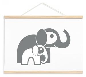 Dětský plakát/obrázek - slonice s mládětem