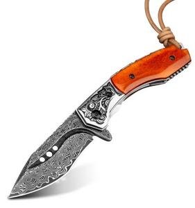 KnifeBoss lovecký zavírací damaškový nůž Bone VG-10