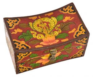 Dřevěná šperkovnice ručně malovaná, buddhistické motivy 20x12x11cm