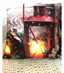 Svítící vánoční polštář Design: Červená lucerna