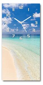 Nástěnné skleněné hodiny Pláž Maledivy pl_zsp_30x60_f_104787561