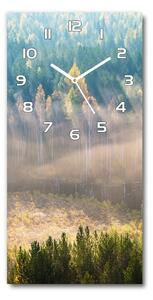 Nástěnné skleněné hodiny Mlha nad lesem pl_zsp_30x60_f_104886541