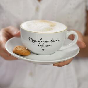 Hrnečky s talířkem a milými nápisy Design: Moje denní dávka kofeinu