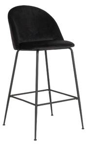House Nordic Barová židle v sametové barvě, černá s černými nohami, HN1207 (Černá)