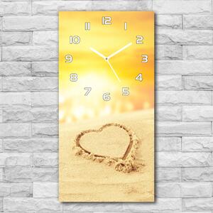 Nástěnné skleněné hodiny Srdce na pláži pl_zsp_30x60_f_112809323