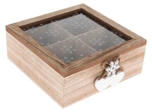 Dřevěný box se 4 přihrádkami Snowflake, 18 x 18 x 7 cm