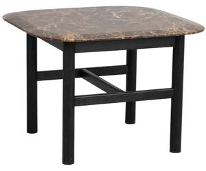 Hnědý mramorový konferenční stolek ROWICO HAMMOND 62 x 62 cm s černou podnoží
