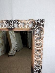 Zrcadlo LUGAR hnědá mix, 100x60cm, ruční práce, exotické dřevo
