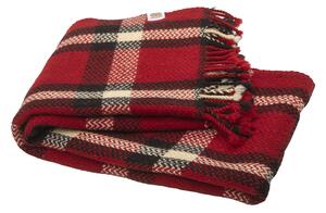 Vlněná deka Perelika VI - červená, bílá a černá kostka