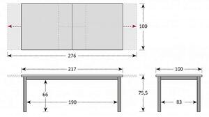 DOPPLER Hliníkový stůl rozkládací EXPERT WOOD 220/280x100 cm (antracit)