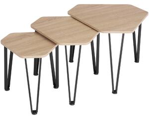 Tectake Odkládací stolek Torquay – set - Industrial světlé dřevo, dub Sonoma