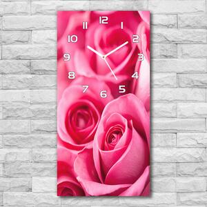 Moderní hodiny nástěnné Růžové růže pl_zsp_30x60_f_62775454