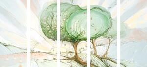 5-dílný obraz pohádkové pastelové stromy