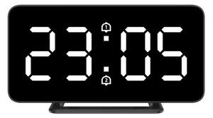JVD Digitální černý budík do el. sítě JVD SB3216.2 s bílými LED číslicemi (LED podsvícení)