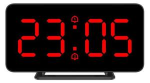 JVD Digitální černý budík do el. sítě JVD SB3216.3 s červenými LED číslicemi (LED podsvícení)