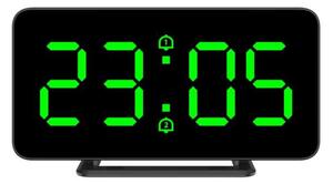 JVD Digitální černý budík do el. sítě JVD SB3216.1 se zelenými LED číslicemi (LED podsvícení)