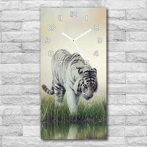 Nástěnné skleněné hodiny Bílý tygr pl_zsp_30x60_f_84071201