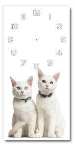 Nástěnné skleněné hodiny Dvě bílé kočky pl_zsp_30x60_f_97350767