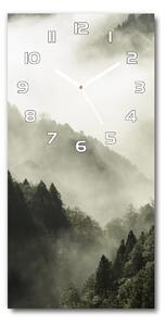 Nástěnné skleněné hodiny Mlha nad lesem pl_zsp_30x60_f_98626353