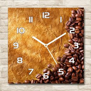 Skleněné hodiny čtverec Zrnka kávy pl_zsk_30x30_f_102310086
