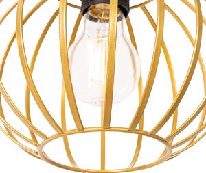 Venkovská závěsná lampa zlatá se dřevem 3 světla - Yura
