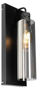 Moderne wandlamp zwart met smoke glas - Stavelot