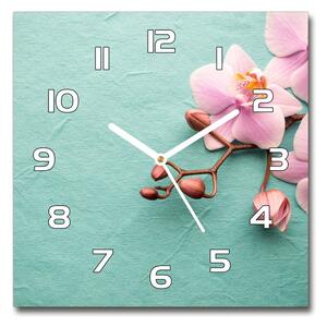 Skleněné nástěnné hodiny čtverec Orchidej pl_zsk_30x30_f_102905480