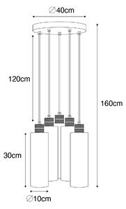 Moderní závěsná lampa černá s kouřovým sklem 5 světel - Stavelot