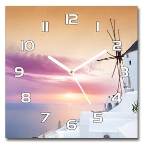 Skleněné hodiny čtverec Santorini Řecko pl_zsk_30x30_f_104622811