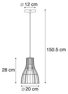 Venkovská závěsná lampa ratan 20 cm - Botello
