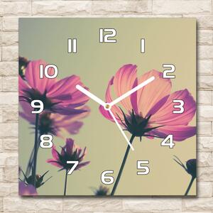Skleněné hodiny čtverec Růžové květiny pl_zsk_30x30_f_104707608