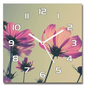 Skleněné hodiny čtverec Růžové květiny pl_zsk_30x30_f_104707608
