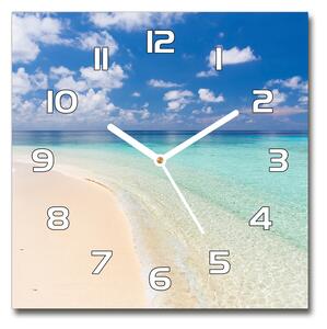 Skleněné hodiny čtverec Pláž na Maledivách pl_zsk_30x30_f_104787561