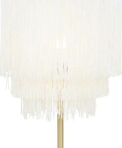 Orientální stolní lampa zlatého krémového stínu s třásněmi - Franxa