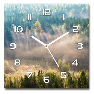 Skleněné hodiny čtverec Mlha v lese pl_zsk_30x30_f_104886541