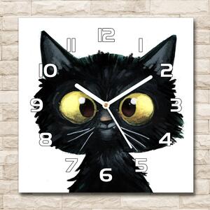 Skleněné hodiny čtverec Ilustrace kočky pl_zsk_30x30_f_106917404