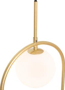 Art deco závěsná lampa zlatá s bílým sklem - Isabella