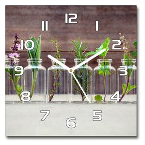 Skleněné hodiny čtverec Rostliny ve sklenicích pl_zsk_30x30_f_107111601