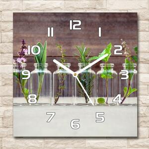 Skleněné hodiny čtverec Rostliny ve sklenicích pl_zsk_30x30_f_107111601