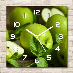 Skleněné hodiny čtverec Zelená jablka pl_zsk_30x30_f_110366916
