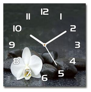 Skleněné nástěnné hodiny čtverec Orchidej pl_zsk_30x30_f_113617594