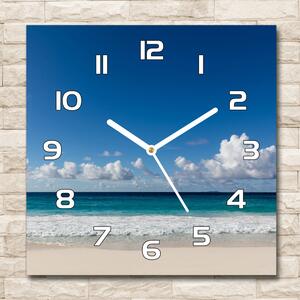 Skleněné hodiny čtverec Pláž Seychely pl_zsk_30x30_f_116222008