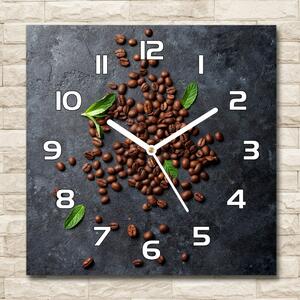 Skleněné hodiny čtverec Zrnka kávy pl_zsk_30x30_f_115651313