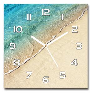 Skleněné hodiny čtverec Vlna na pláži pl_zsk_30x30_f_115691899
